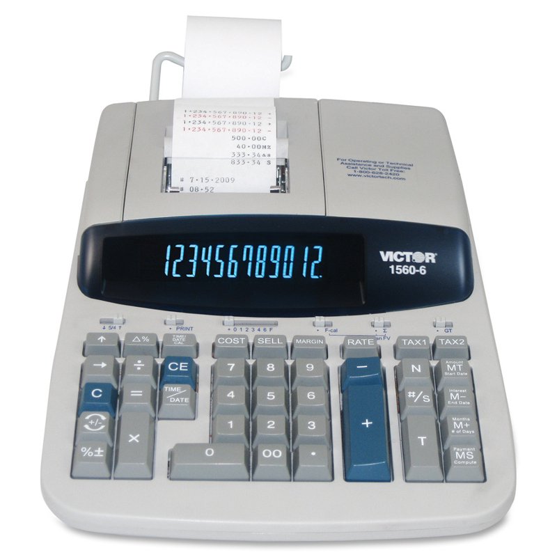 Printing Calculator with Two-Color Ink Ribbon, 12-Digit Display, 5.2 Lines/sec