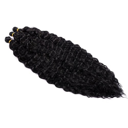 MAYSA Ocean Wave Crochet Hair Extension, 22 inch 6packs Curly Braiding Crochet Hair, Synthetic Crochet Hair Extensions for Women #1B Natural Black