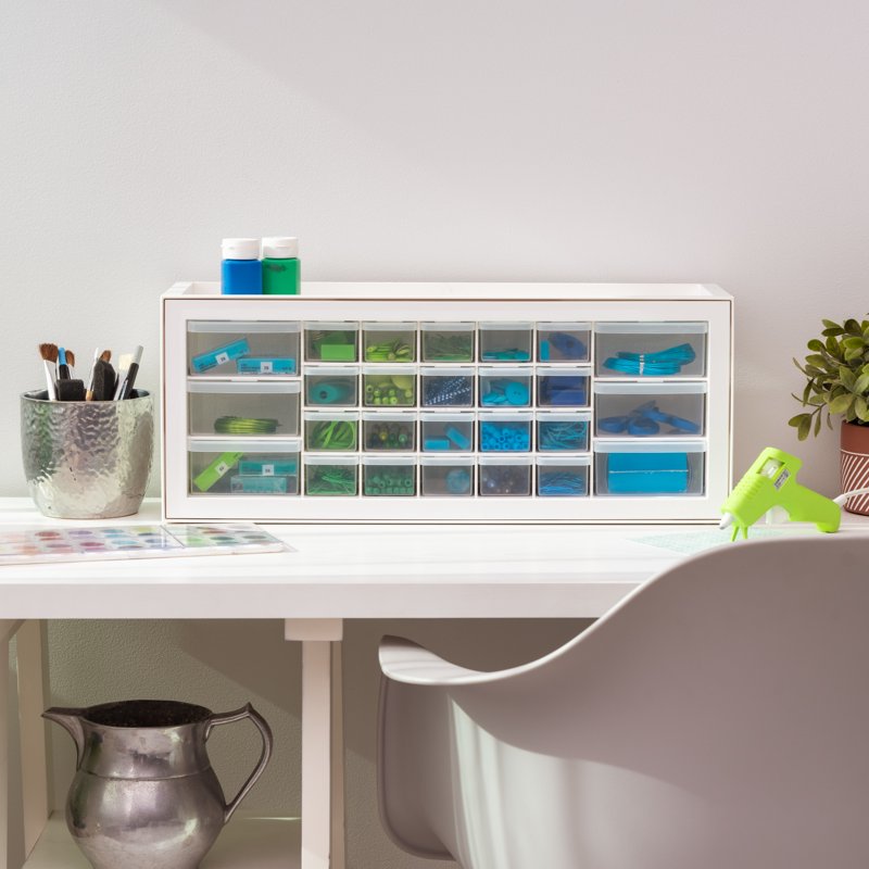 Stackable 26-Drawer Plastic Storage Cabinet for Crafts Hardware Organization
