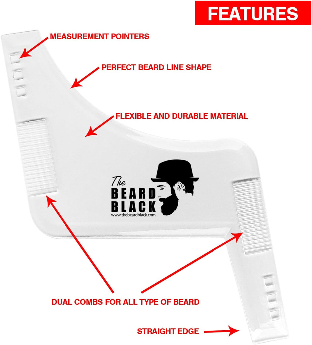 The BEARD BLACK Beard Shaping & Styling Tool with Inbuilt Comb, Perfect for Line Up & Edging, Use with Beard Trimmer or Razor
