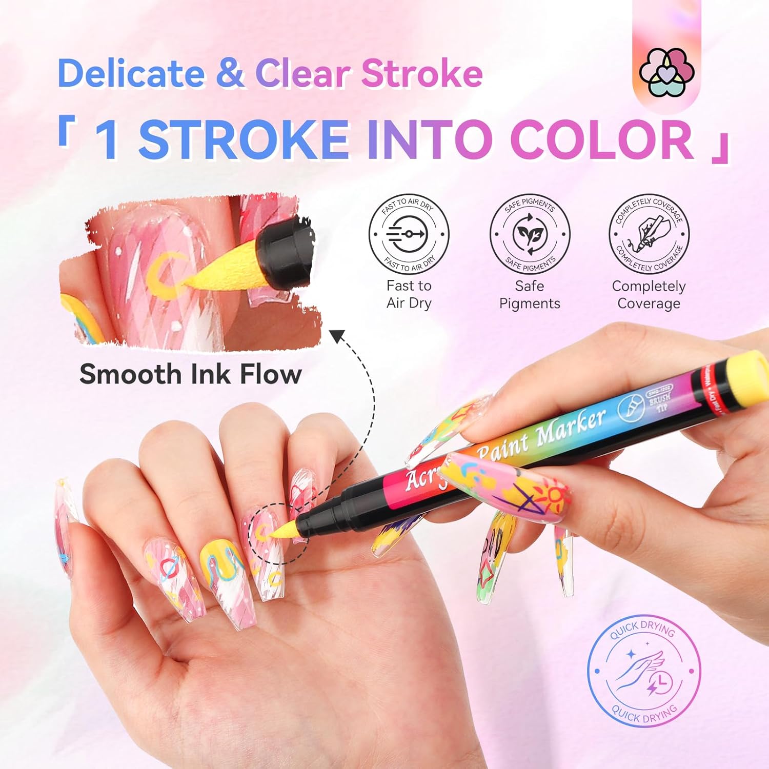 Saviland 12 Colors Nail Art Pens Set - 3D Nail Polish Pens Acrylic Paint Pens Nail Markers for Nail Art Drawing Painting Nail Point Dotting Liner Pen Manicure Tools Nail Design Kit Home Nail Salon DIY