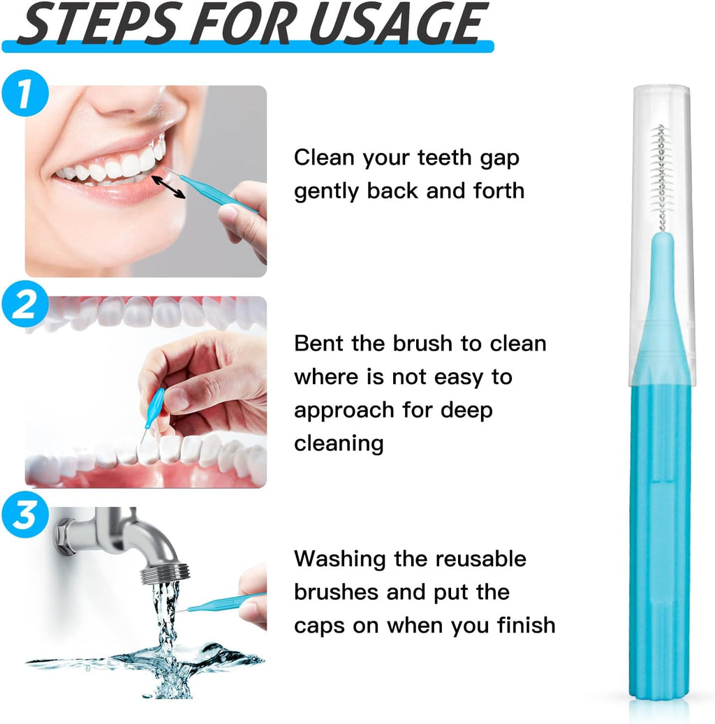 RAZOKO Interdental Brush, Flossing Head,Easy Use Tooth Cleaning Tool (1Pack(2.5mm/3mm)-88pcs)