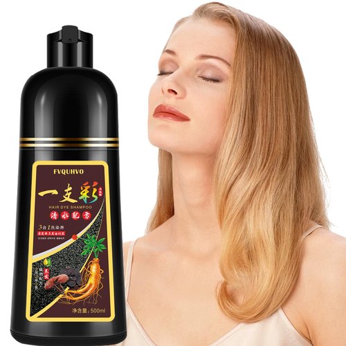 Instant Blonde Brown Hair Dye Shampoo 500ml for Men & Women, 3 in 1 Golden Color 100% Gray Coverage, Natural Dye in Minutes 17.6 Fl Oz