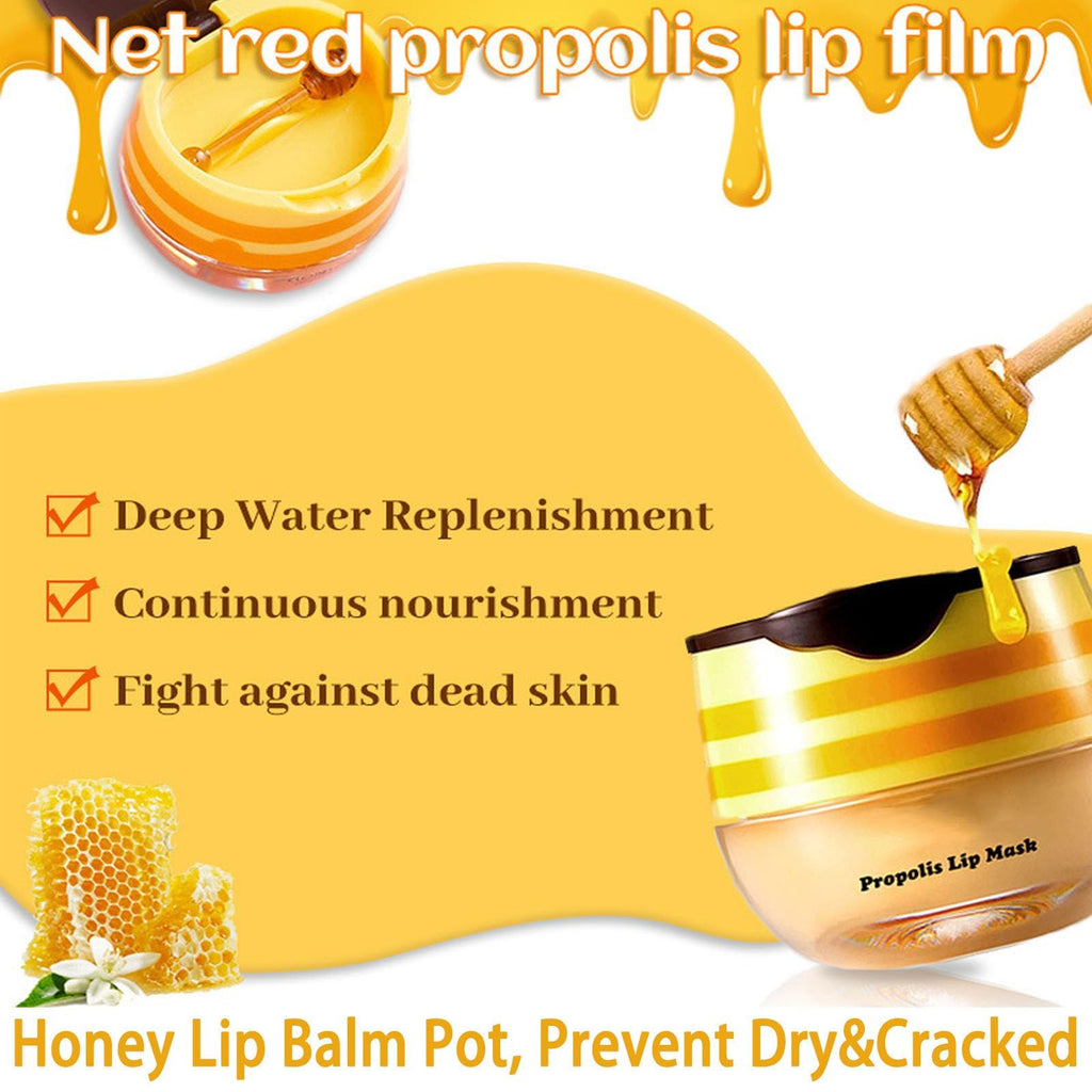 Tnoctuh 4 PCS Bee Lip Balm Lip Mask Honey Pot, Coconut Honey Mint Grape Moisturizing Sleeping Lip Mask Overnight with Sticks, Lip Balm Exfoliating Prevention Dry and Crack Lip Scrubs
