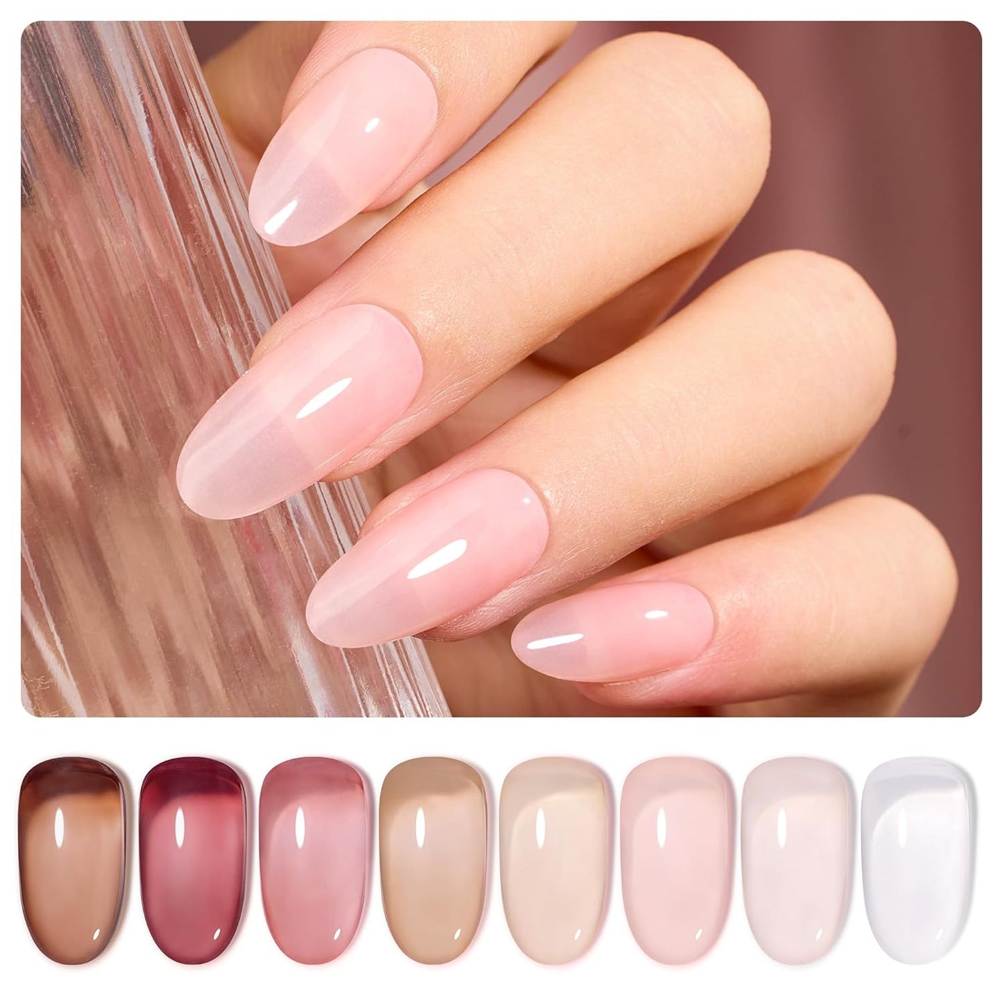 Beetles 6-Pack Fall Gel Nail Polish Set - Brown, Green, Yellow, Burgundy & Glitter - Soak Off UV/LED Manicure Gift for Women