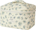 uekeboag Large Travel Quilted Makeup Bag for Women, Floral Cotton Cosmetic Bag, Coquette Aesthetic Floral Toiletry Organizer Bag