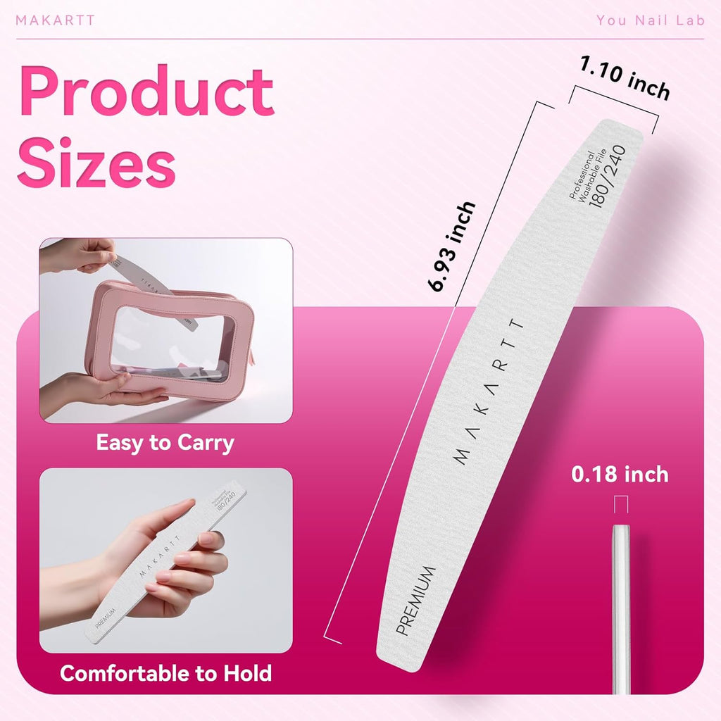 Makartt Nail File: 100/180 Grit Emery Boards for Nails, 10 Pcs Zebra Doubled Sides Coarse Fingernail Filer for Acrylic and Extension Gel Removal Manicure Kit Salon Home Use