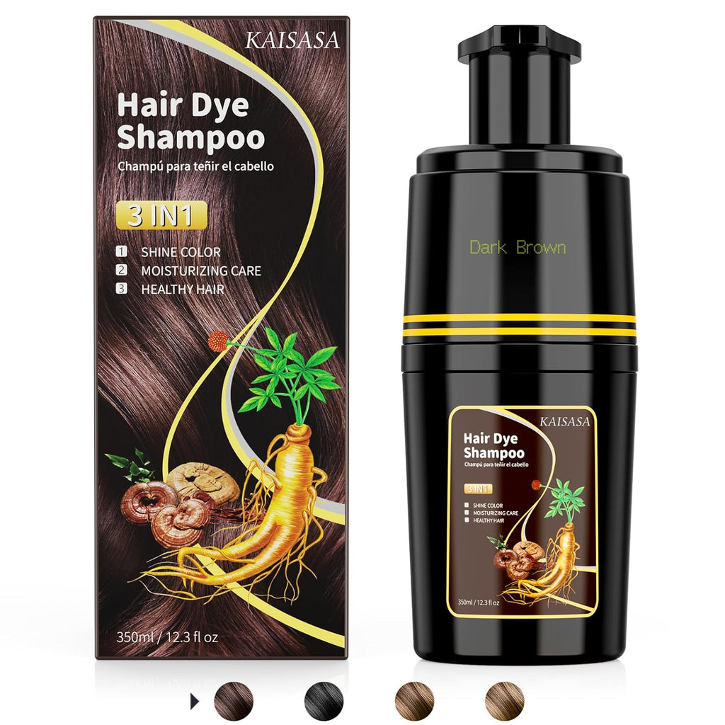 Black Hair Dye Shampoo 3 in 1, Hair Color Shampoo for Cover Grey Hair, Herbal Ingredient for Men and Women (Black)