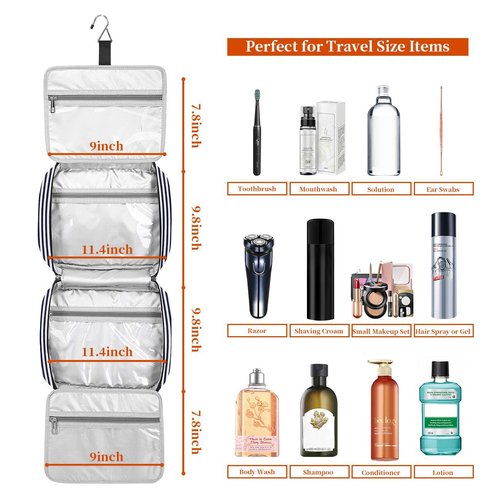 Bosidu Hanging Travel Toiletry Bag,Large Capacity Cosmetic Travel Toiletry Organizer for Women with 4 Compartments & 1 Sturdy Hook,Perfect for Travel/Daily Use/Valentines' Day