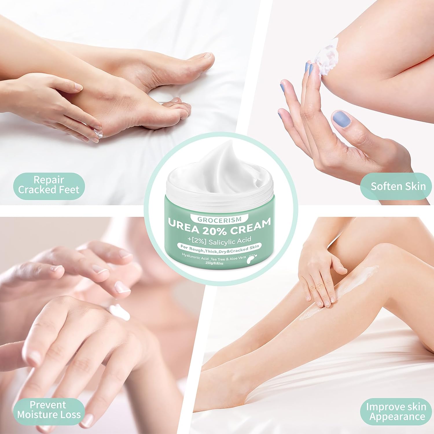 Urea Cream 40 Percent For Feet Plus 2% Salicylic Acid 5.29 oz || Foot Cream and Hand Cream Maximum Strength with Hyaluronic Acid,Tea Tree,and Aloe Vera For Deep Moisturizes,Callus Remover
