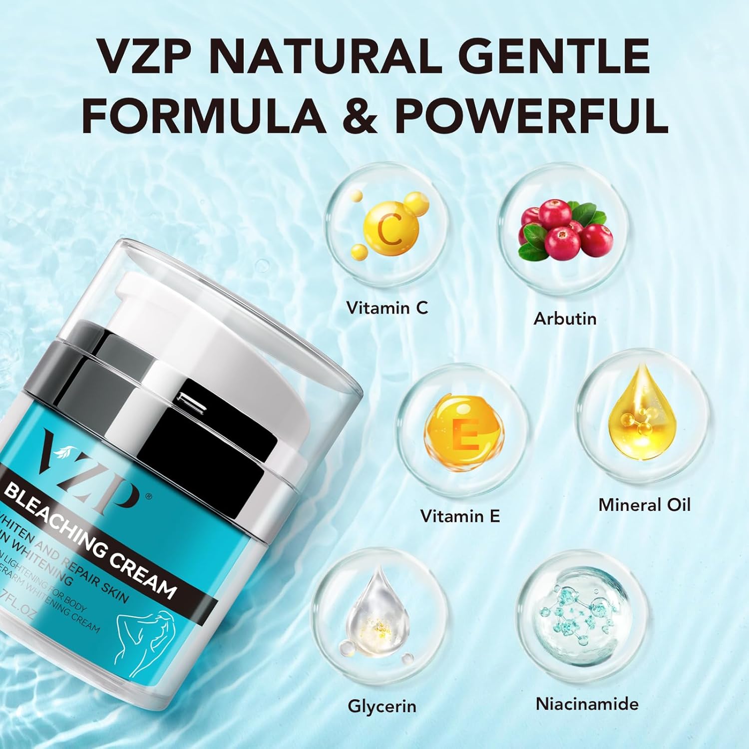 Skin Lightening Cream, Dark Spot Remover for Face Body Bleaching Cream for Intimate Areas & Body, Vitamin C Whitening for Underarms, Knees, Elbows, Inner Thighs, Bikini Line (1.7 Fl Oz)