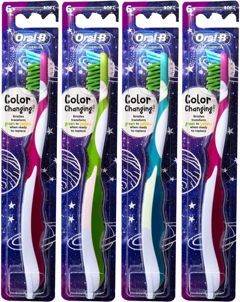 Oral-B Pro-Health Junior CrossAction Galaxy Toothbrush, Ages 6+, Soft - Pack of 4