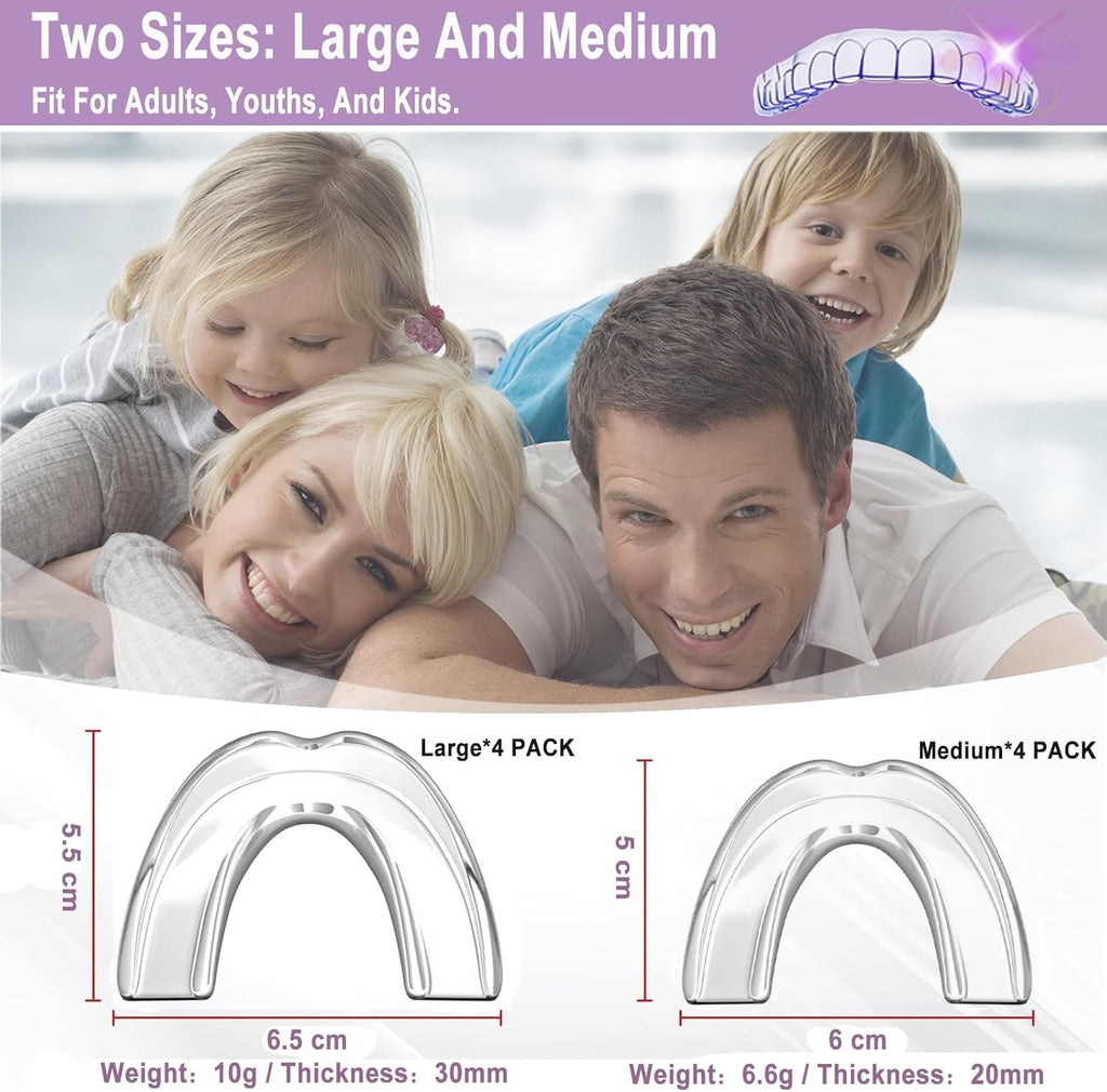 Mouth Guard for Grinding Teeth at Night,8 Pack Night Guards for Teeth Grinding,2 Size Mouth Guard for Sleeping,Reusable Mouth Guards for Clenching Teeth at Night