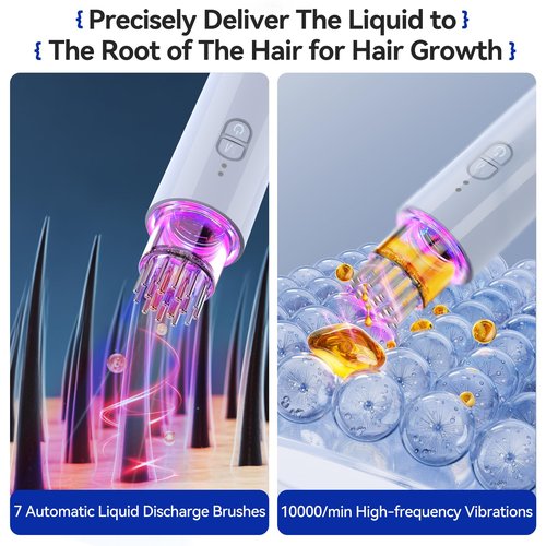 Electric Hair Oil Applicator, 2 in 1 Scalp Massager Hair Oiling Applicator, Multifunctional Automatic Oil Dispenser Scalp Brush for All Hair Essential Oil, Timed Quantitative Oil Applicator for Hair