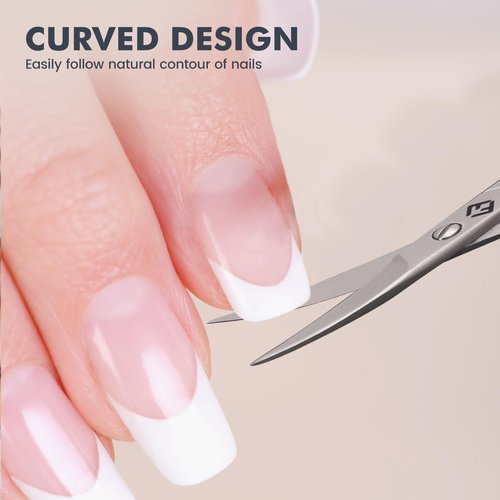 FABINOC Curved Nail Scissors for Women & Men – German Quality Stainless Steel – Small Manicure Pedicure Scissors for Fingernail, Toe Nail, Eyebrows & Mustache