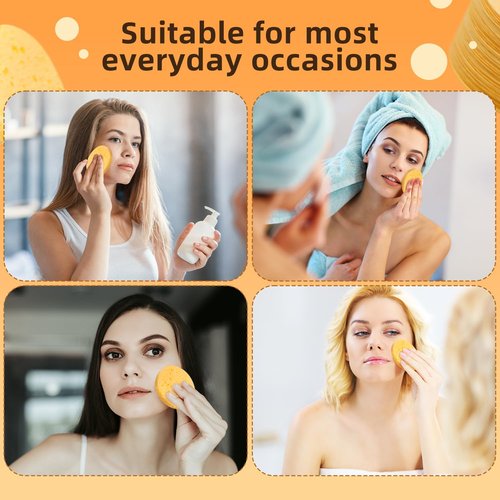 50-Count Compressed Facial Sponges, 100% Natural Cosmetic Spa Sponges for Facial Cleansing for Daily Facial Cleansing, Exfoliating Mask, Makeup Remover. Ideal for Home and Travel.