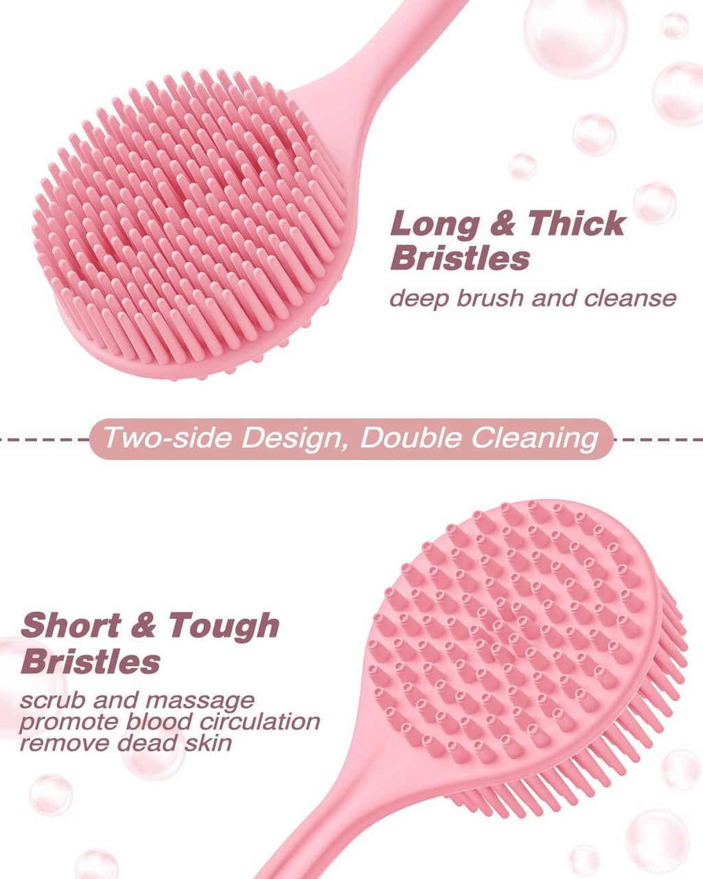 Manmihealth Silicone Back Scrubber (Thick Bristles) & Bath Glove & Face Brush Set(3PCS), Super-Exfoliating & Lathering Body Scrubber, Shower Brush, Face Scrubber Combination, with a Free Hook.(Black)