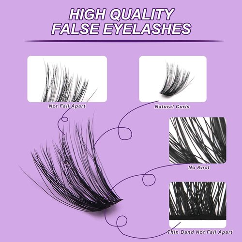 JoMay Lash Clusters Kit 560Pcs Cluster Eyelash Extensions Wispy Individual Volume with Lash Bond and Seal Waterproof, Includes Tweezers & Glue - Beginner Friendly D Curl 10-18mm(30D/40D/60D/100D)
