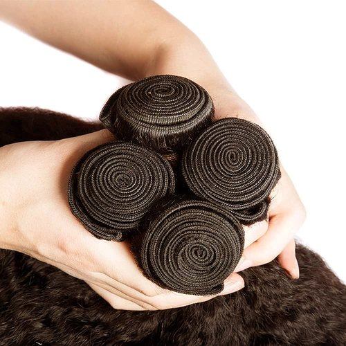 Dark Brown Kinky Straight Human Hair Bundles #4 Yaki Human Hair Bundles 26 26 inch Chocolate Brown Human Hair 2 Bundles Color #4 Brown Bundles