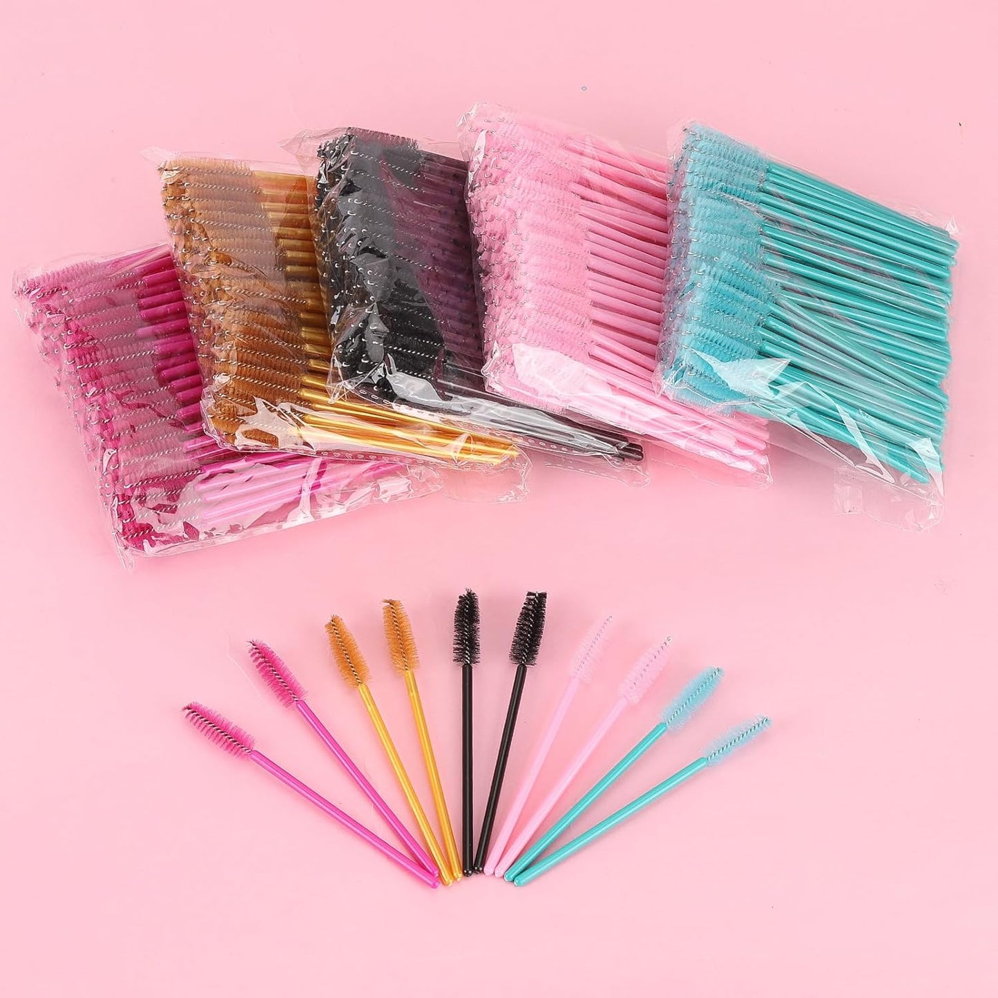 500 Disposable Mascara Wands - Colorful Eyelash Brushes & Spoolies for Extensions