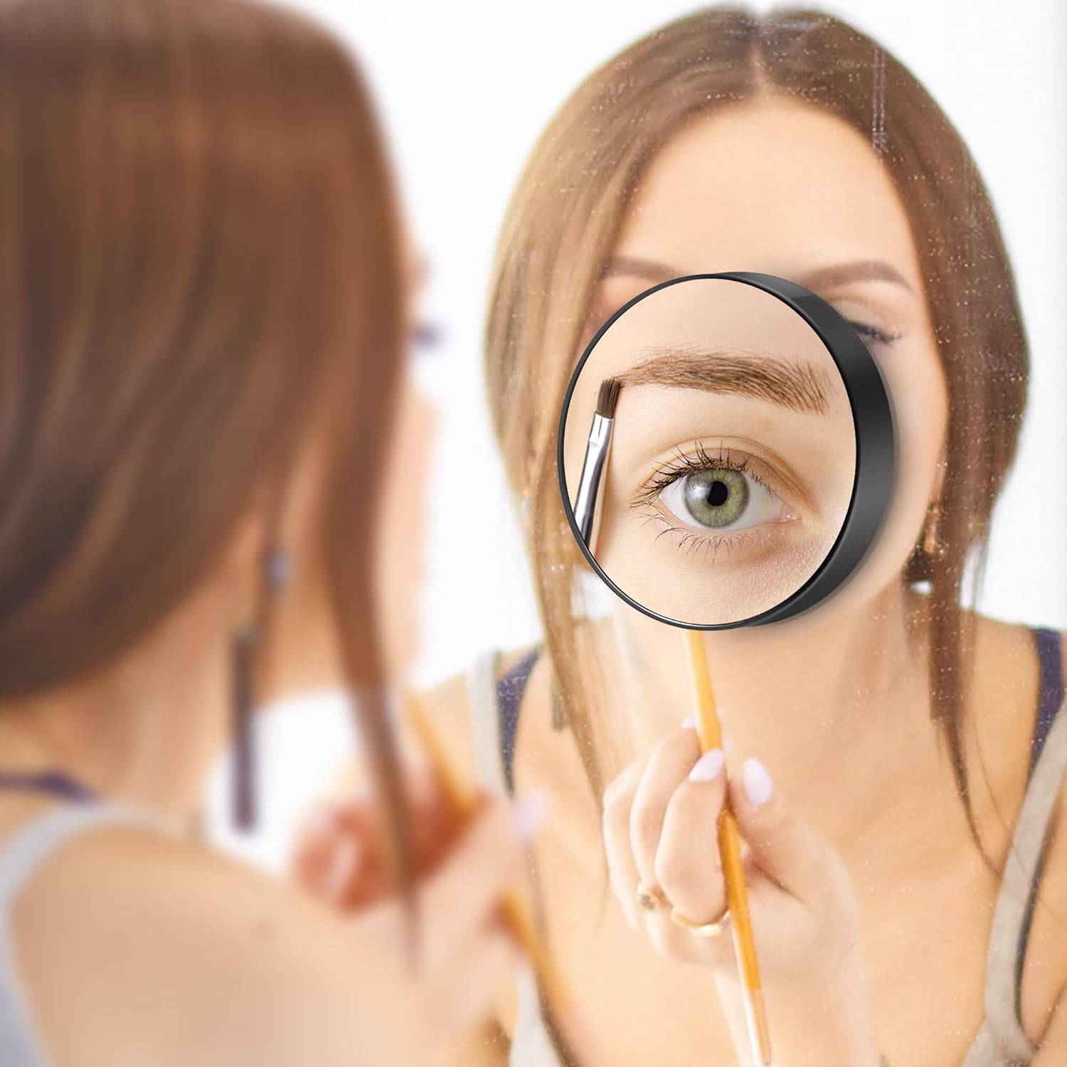 MIYADIVA 40X Magnifying Mirror, 3.5 Inch Round Compact Mirror with Suction Cup, Stainless Steel Tweezers, Perfect for Makeup, Eyebrows, Beards, Travel