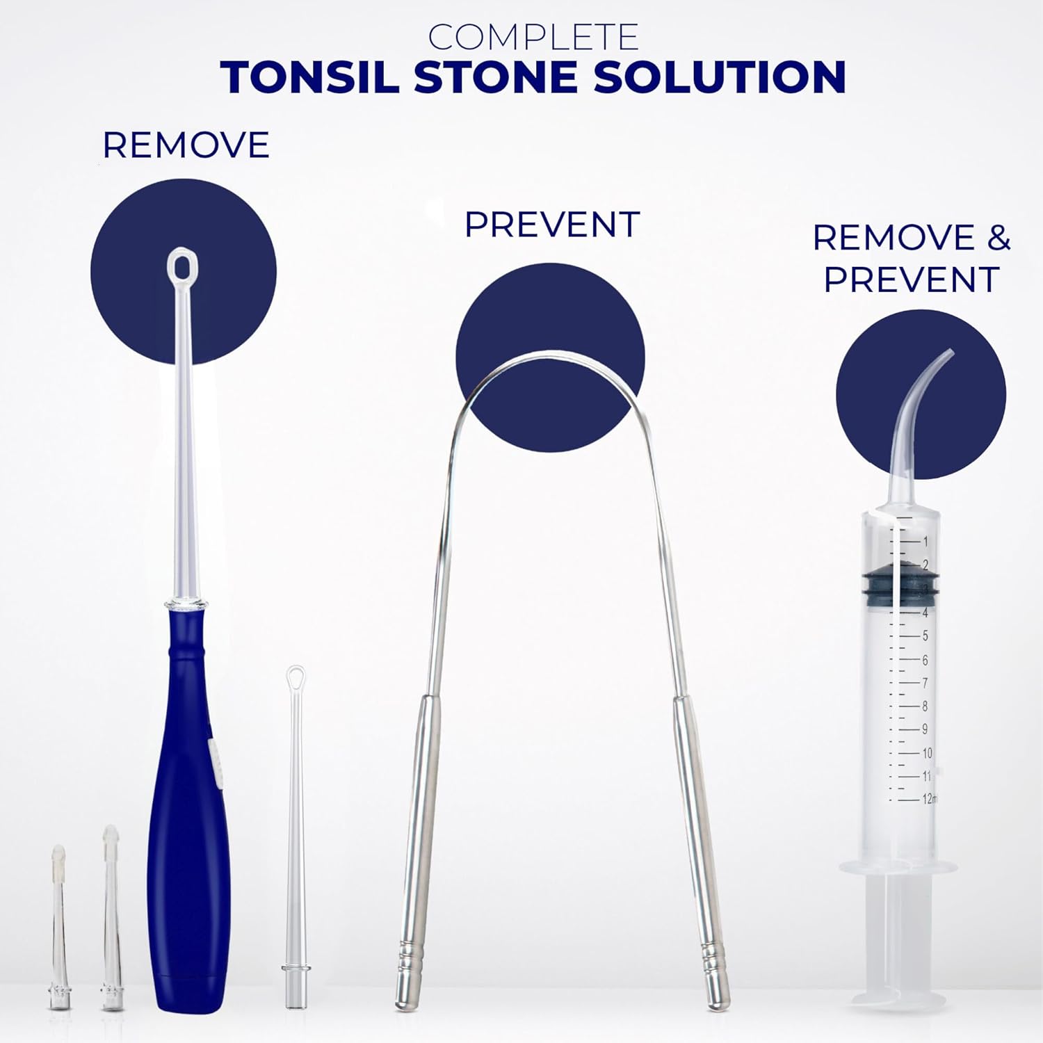ORAVIX Tonsil Stone Remover - Tonsil Stone Removal Kit - Tonsillolith Remover Tool - Tonsil Cleaner - Fight Bad Breath - Tonsil Stone Removal Tool - Oral Irrigator - Tongue Scraper - 7 Pieces