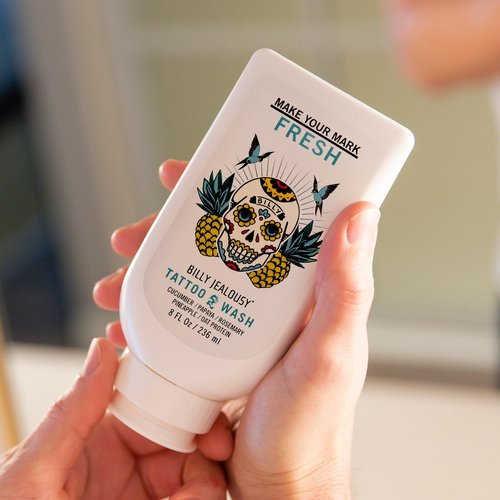 Billy Jealousy Make Your Mark Fresh Tattoo Wash, Cleansing and Hydrating Tattoo Aftercare Enriched With Cucumber and Rosemary, 8 Fl Oz
