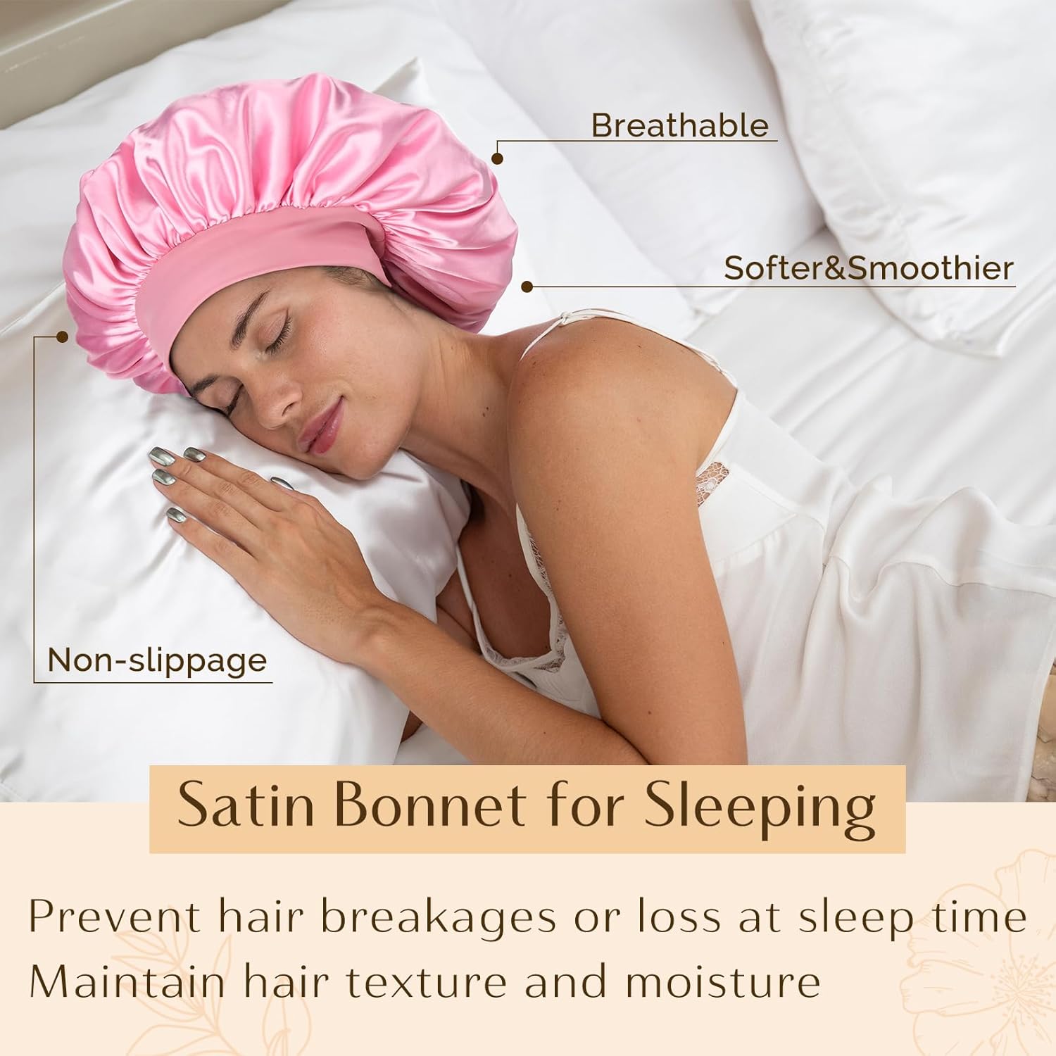 YANIBEST Silk Bonnet for Men Women Hair Bonnet for Sleeping Double Layer Satin Bonnets for Black Women Curly Hair Sleep Cap