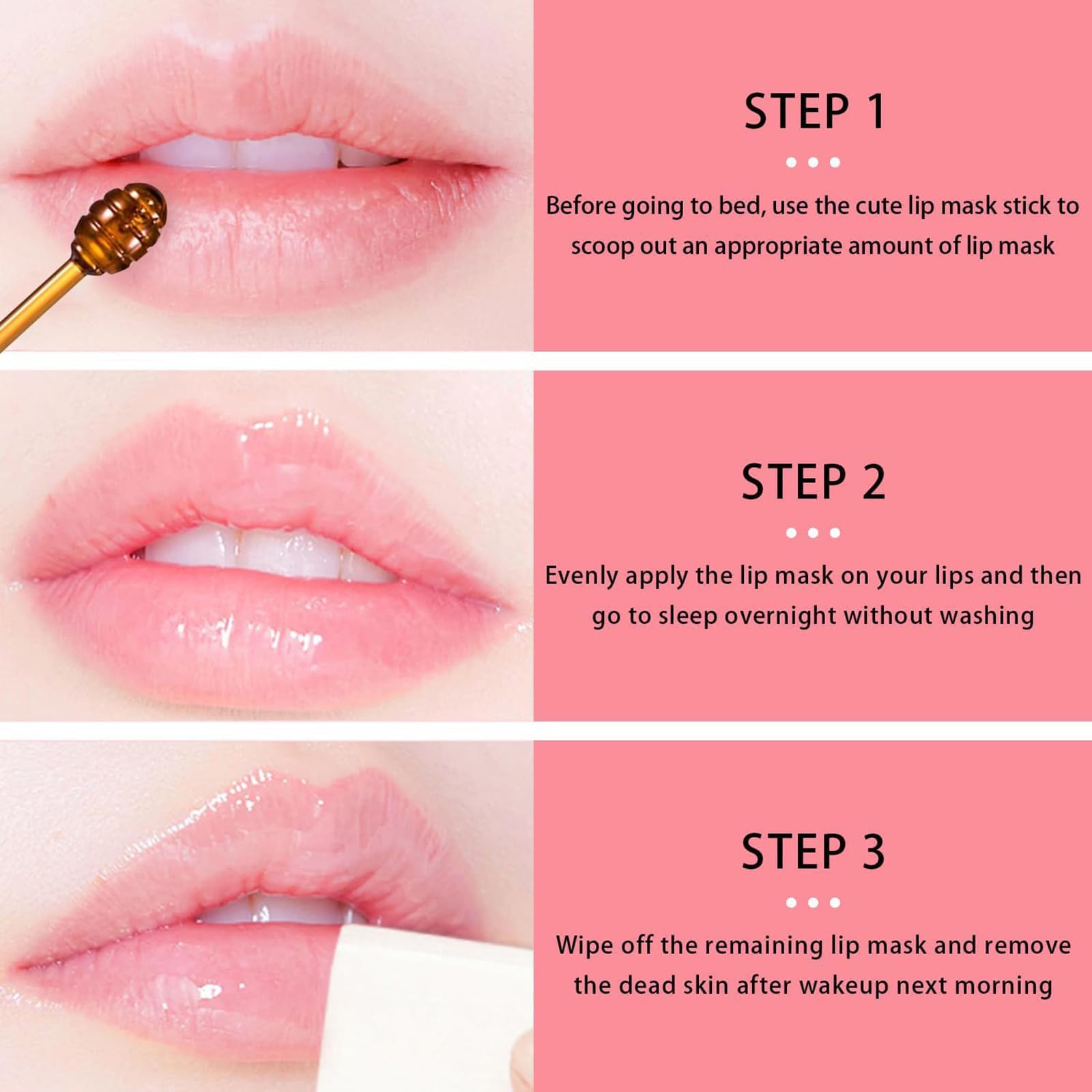 Tnoctuh 4 PCS Bee Lip Balm Lip Mask Honey Pot, Coconut Honey Mint Grape Moisturizing Sleeping Lip Mask Overnight with Sticks, Lip Balm Exfoliating Prevention Dry and Crack Lip Scrubs