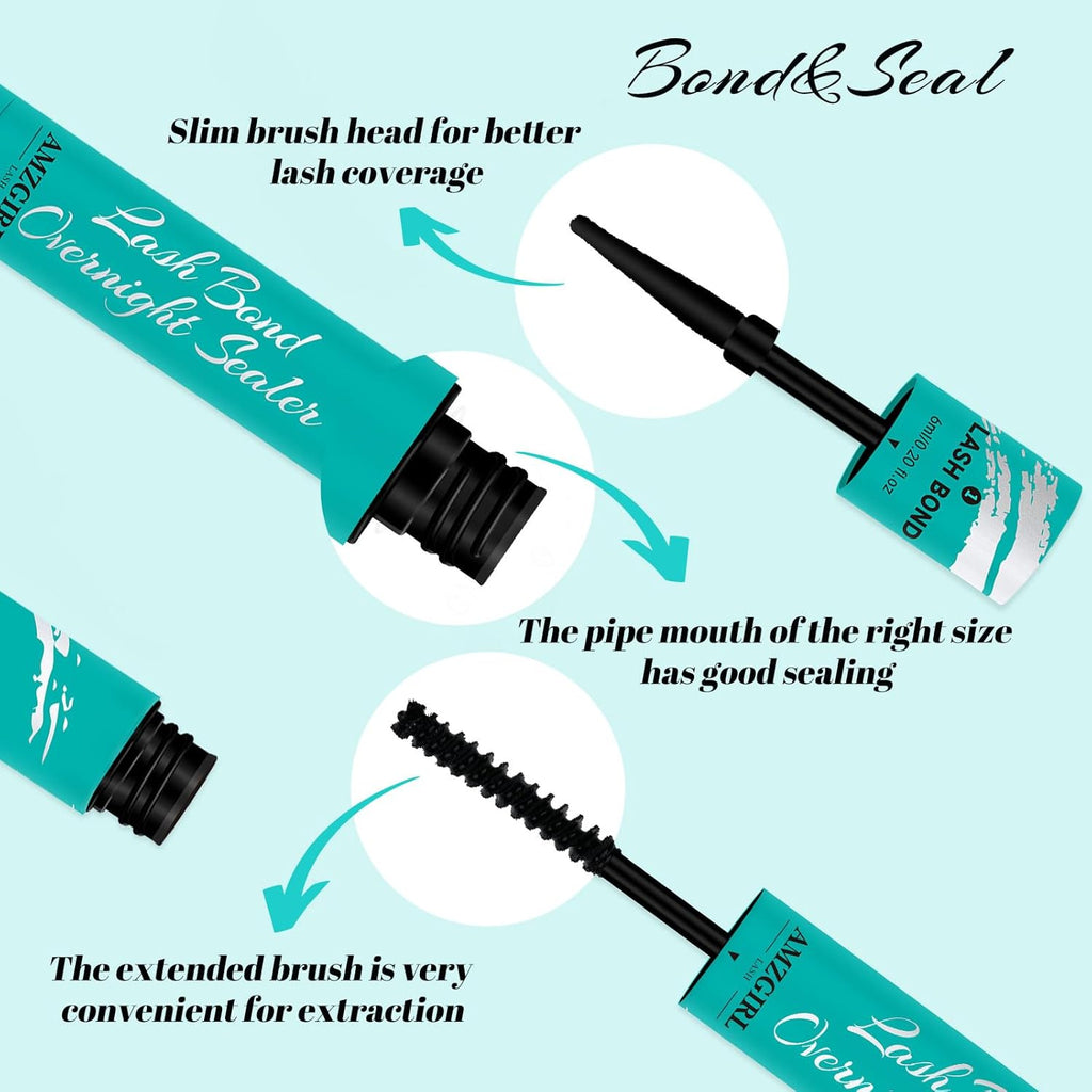 Lash Bond and Seal Eyelash Cluster Glue House of Lash Clusters Mascara Wand Glue 10ml Long Lasting 72 Hours Black Cluster Lash Glue + Lash Seal 2 in 1 Lash Clusters at Home By AMZGlRL(Black)