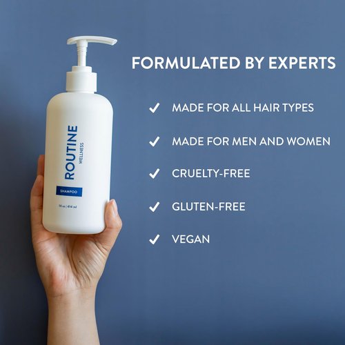 Routine Wellness Anti-Thinning Shampoo for Thinning Hair - Biotin DHT Blocker Women & Men - Color Safe Shampoo for Hair Loss & Healthy Growth - Rose Hips - 14oz