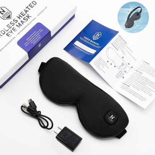 Aroma Season Cordless Heated Eye Mask, Warm Eye Compress for Dry Eyes, Styes, Blepharitis, Chalazion, Moist Heat Treatment to Unclog Lacrimal Glands (Black)