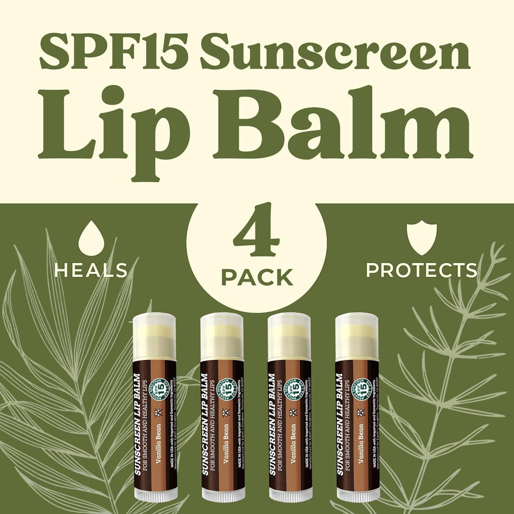 Earth's Daughter USDA Organic Lip Balm 6-Pack - Fruit Flavors, Beeswax, Coconut Oil, Vitamin E - Best Lip Repair Chapstick for Dry Cracked Lips - Moisturizing Lip Care