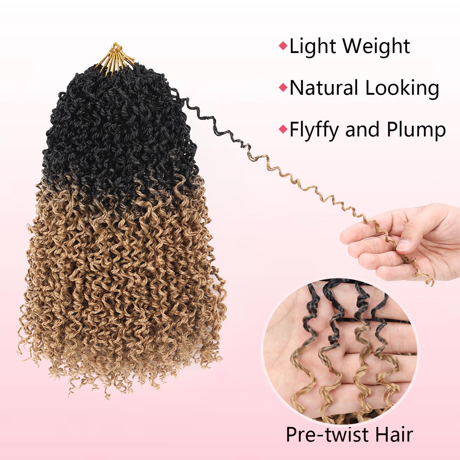 Yanky Twist Crochet Hair 14 Inch 9 Packs Passion Twist Crochet Hair Pre-twisted Fluffy Mini Crochet Twists Hair Crochet Braids Hair 1B/27#