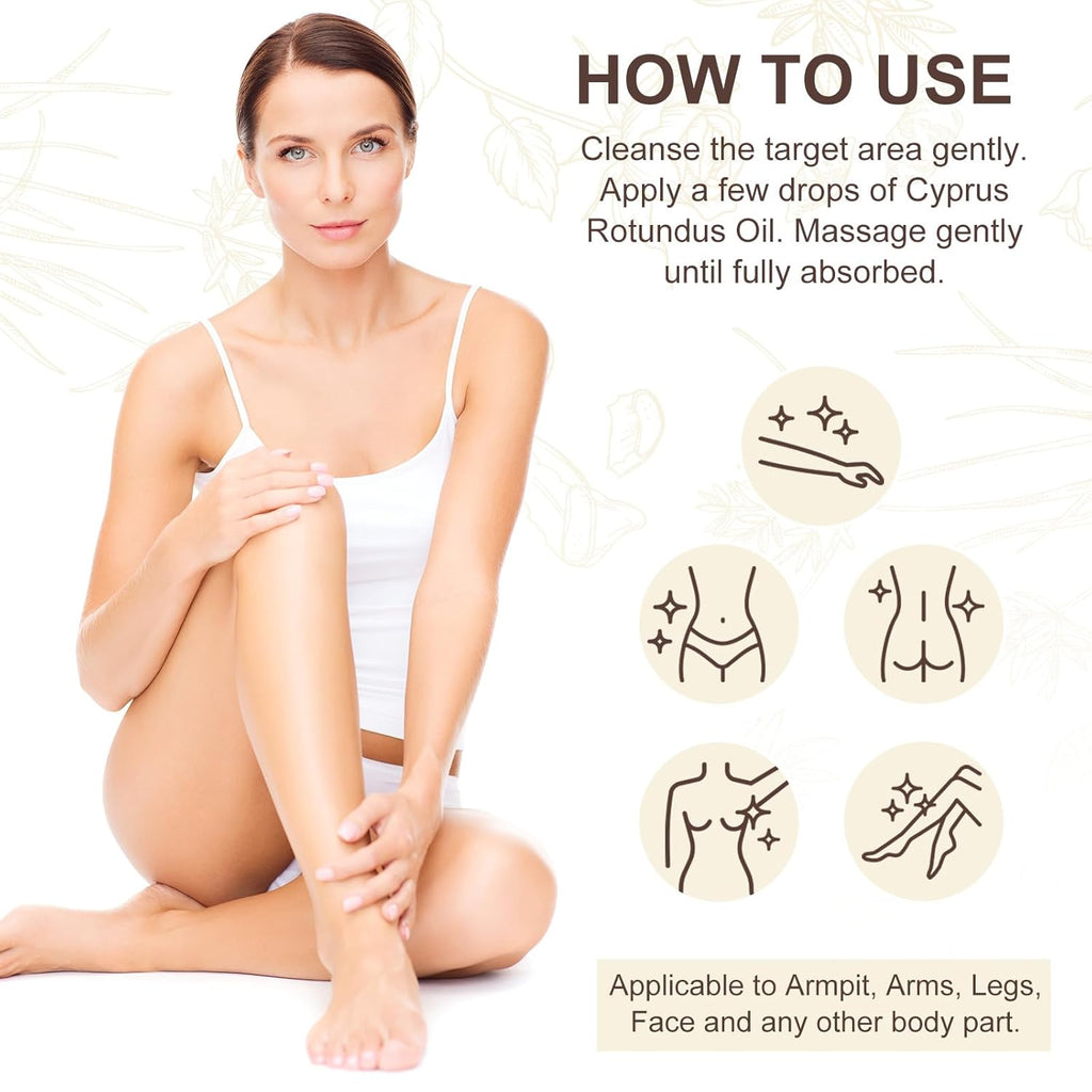 Cyperus Rotundus Oil, Natural Cyperus Rotundus Oil for Unwanted Hair Removal, Reducing Body Hair Growth,Balances Skin Tone, Moisturizes & Soothes, Suitable for All Skin Types (2.02 fl.oz)
