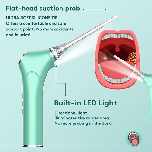 Electronic Vacuum Tonsil Stone Remover - Tonsil Stone Removal Kit with Built-in LED Light & 3 Suction Mode - Fight Bad Breath Oral Irrigator & 5X Magnifying Mirror for Tonsil Stone Removal (Green)