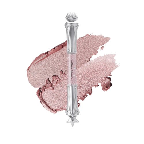 Flower Knows Shell's Jewel 2-in-1 Dual-Ended Highlighter Stick - Brightening Peachy,Pink Shimmer for Radiant Warmth,Natural Sparkle & Glitter Eyeshadow Stick,Long-Lasting,Smoothly(02 Peachy Pink)