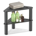Metal Corner Shower Stool for Shaving Legs, Shower Foot Stool with Storage Shelf, Step Stool & Foot Rest, Waterproof Bathroom Bench Seat, Small Shower Stool for Inside Shower, Feet Adjustable, Black