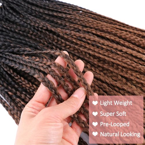 Ombre Box Braids Crochet Hair 6 Packs Goddess Pre looped Crochet Box Braids for Women Black to Honey Blonde Golden 3X Small Box Braided Knotless Braiding Hair Extensions(24 Inch,T1B/4/27#)