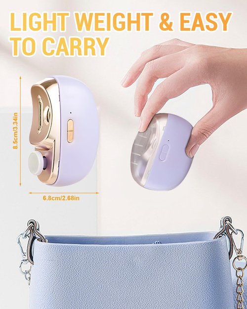 3 in 1 Automatic Electric Nail Clipper with Polishing, 2025 New Electric Toe Nail Clippers for Seniors Adults Baby, Automatic Electric Nail Clippers Nail File with Light (Purple)