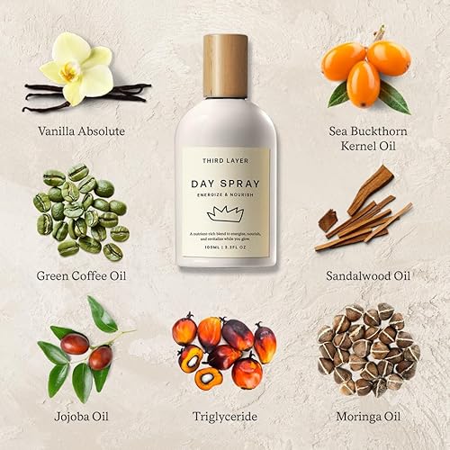 Day Spray ? Fast-Absorbing Skin & Body Oil with Jojoba, Moringa & Green Coffee ? Free from Alcohol, Parabens & Synthetic Fragrance (3.3 fl oz)