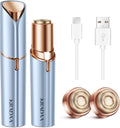 Facial Hair Removal for Women - Painless Facial Hair Remover - Electric Hair Removal Device for Face Lips Peach Fuzz with Light (Rose Gold)