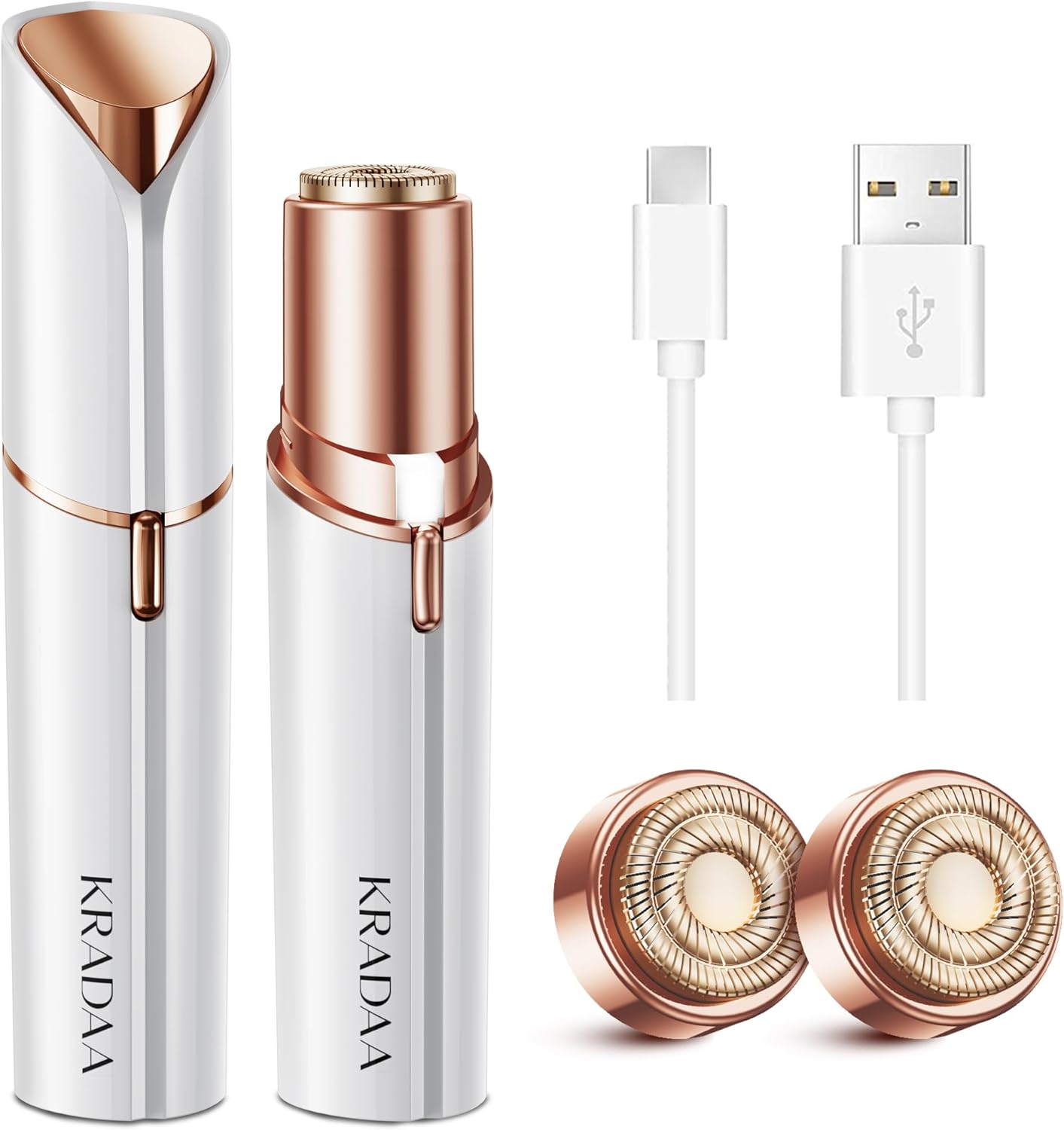 Facial Hair Removal for Women - Painless Facial Hair Remover - Electric Hair Removal Device for Face Lips Peach Fuzz with Light (Rose Gold)