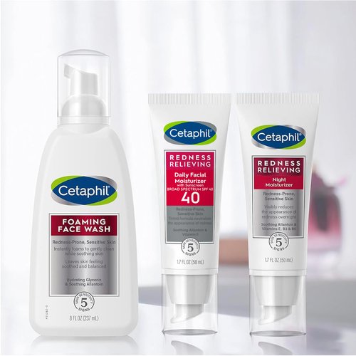 Cetaphil Redness Relieving Set, Night Moisturizer (1.7 oz) and Daily Facial Moisturizer SPF 40 (1.7 oz) For Redness Prone Skin