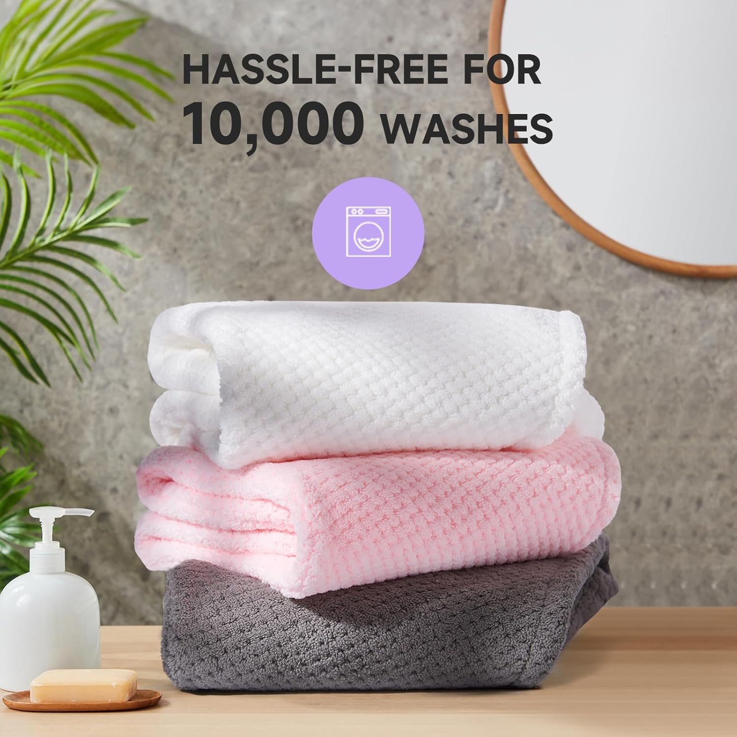Umisleep 3 Pack Microfiber Hair Towel Wrap for Curly Hair, Super Absorbent Hair Drying Towel for Women, Kids, Hair Care Accessories, Hair Turban for Wet Hair (Grey, Camel, Brown)