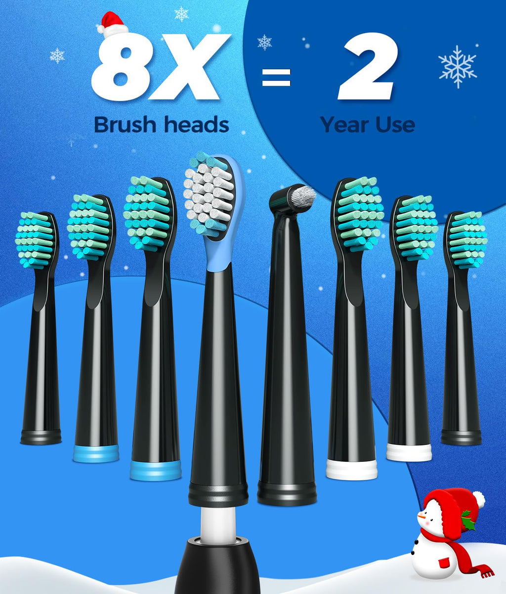 TEETHEORY Electric Toothbrush with Travel Case, Sonic Toothbrush for Adults with 8 Brush Heads for 2-Year Use, 40000 VPM Deep Clean Rechargeable Toothbrushes Last 30 Days with 5 Modes