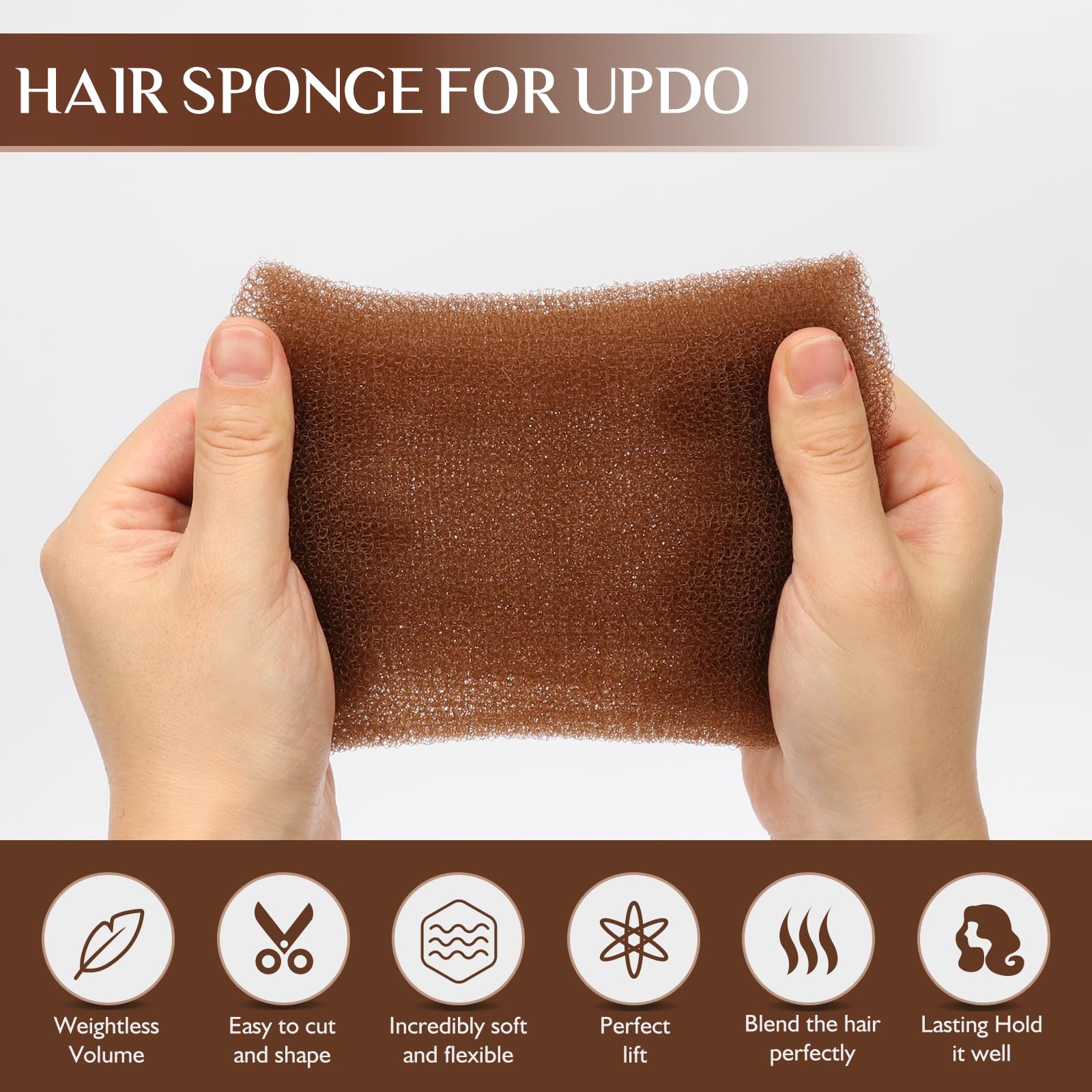 YGQQOY Updo Hair Filler,Hair Padding,Hair Sponge for Updo, Hair Donuts for Updos,Volume Hair Bumps it Tool and Hairpins, Light Brown