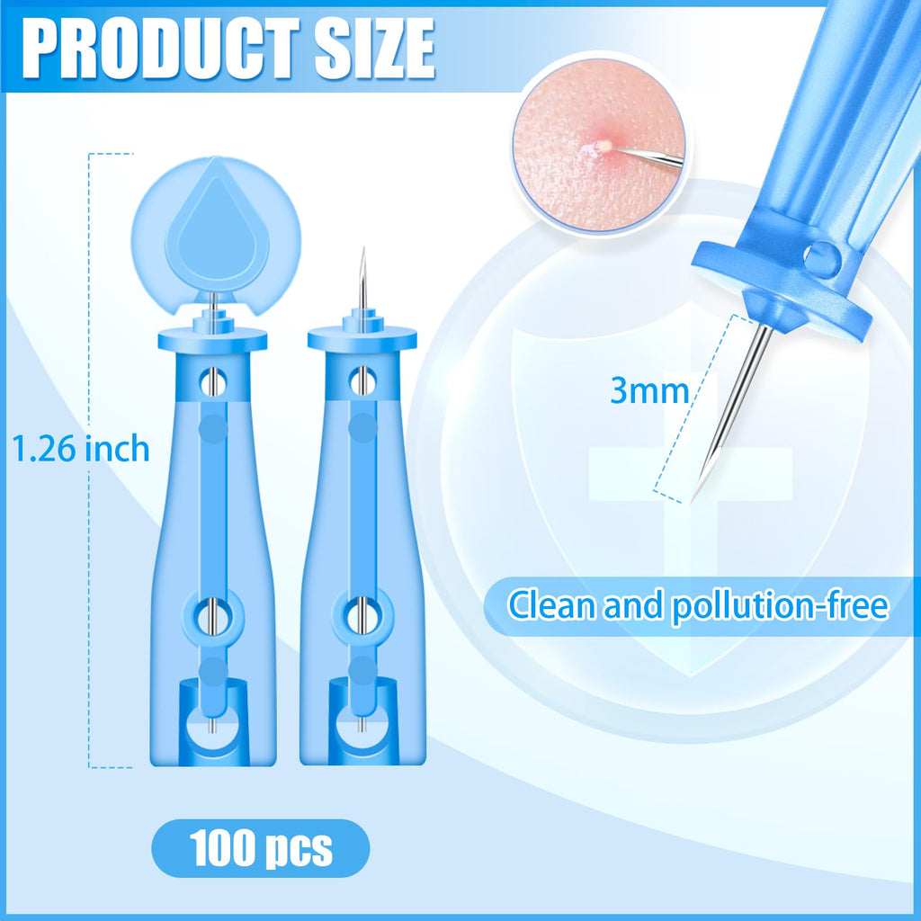 Sterile Needles for Pimples, 100Pcs Disposable Acne Needles Effective Blemish and Blackhead Removal Tools for Clear Skin