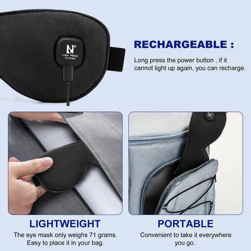 Aroma Season Cordless Heated Eye Mask, Warm Eye Compress for Dry Eyes, Styes, Blepharitis, Chalazion, Moist Heat Treatment to Unclog Lacrimal Glands (Black)