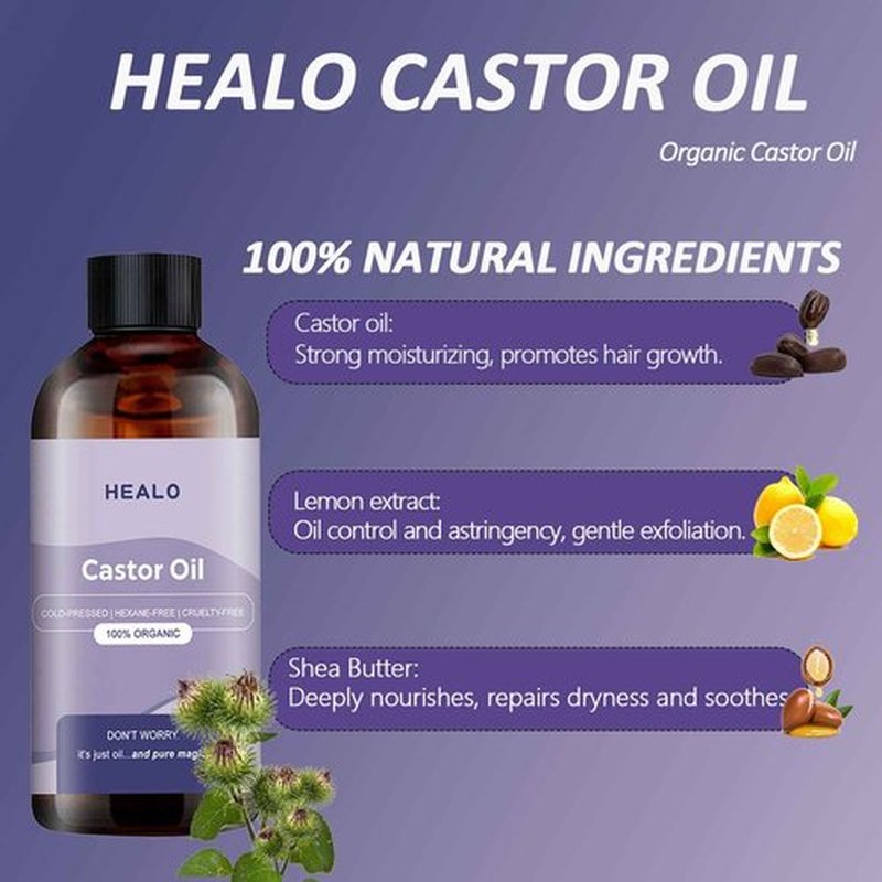 Healo, Castor Oil Pack Wrap, Castor Oil Pack Wrap Kit - 3.38 Oz with Reusable Wraps - For Stomach, Neck and Entire Body with Adjustable Elastic Straps (Pink Velcro type, 100ML)